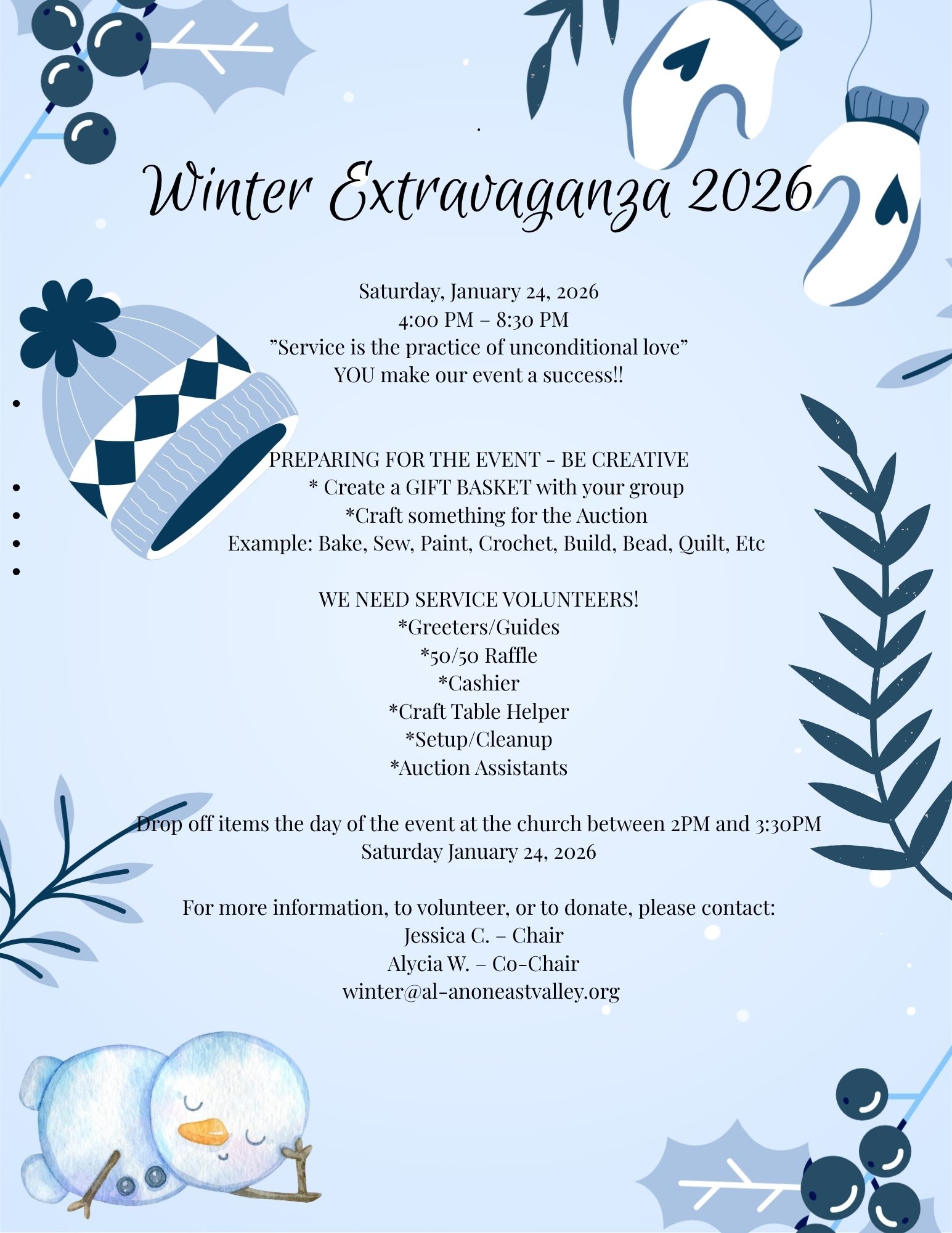 2026 Winter Extravaganza - Volunteers Wanted